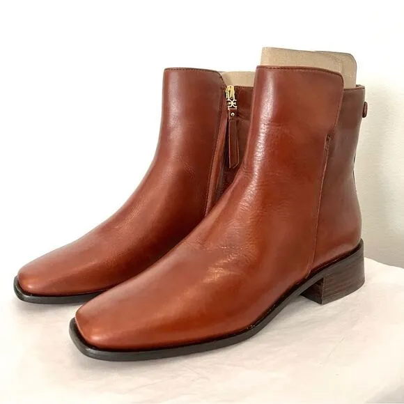 Sam Edelman Thatcher Square Toe Ankle Boots in Chocolate Brown, 7.5 NIB