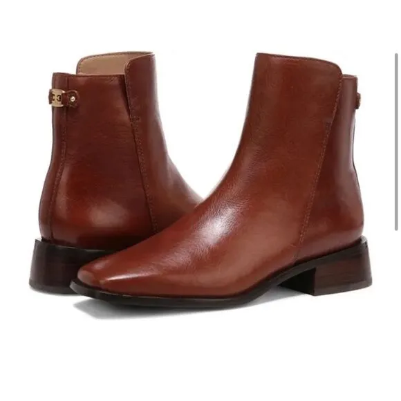 Sam Edelman Thatcher Square Toe Ankle Boots in Chocolate Brown, 7.5 NIB
