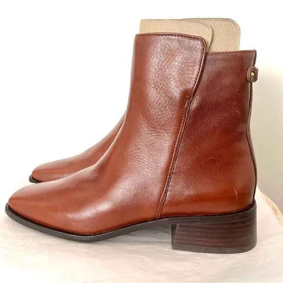 Sam Edelman Thatcher Square Toe Ankle Boots in Chocolate Brown, 7.5 NIB