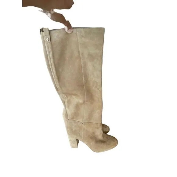 Sam Edelman Womens Tan Suede Leather Upper Knee Length Block Heel Boots Size 7M