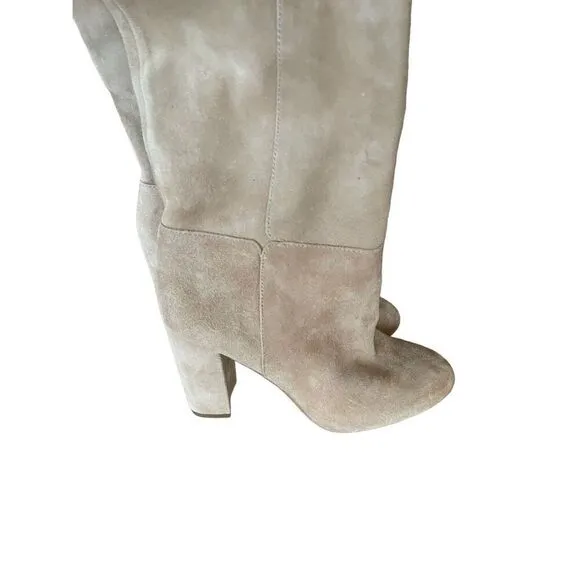 Sam Edelman Womens Tan Suede Leather Upper Knee Length Block Heel Boots Size 7M
