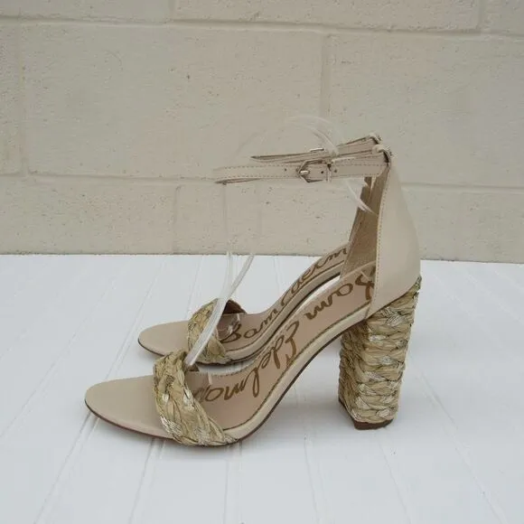 Sam Edelman Yoana Metallic Raffia High-Heel Sandal