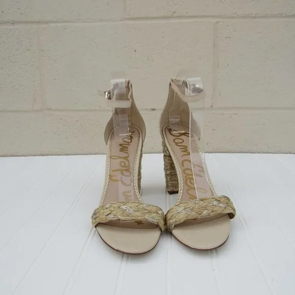 Sam Edelman Yoana Metallic Raffia High-Heel Sandal