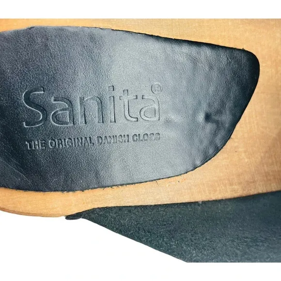 Sanita Women's Clog Manuella Wooden Oiled Leather Black Size EU 41 US 10 Shoes
