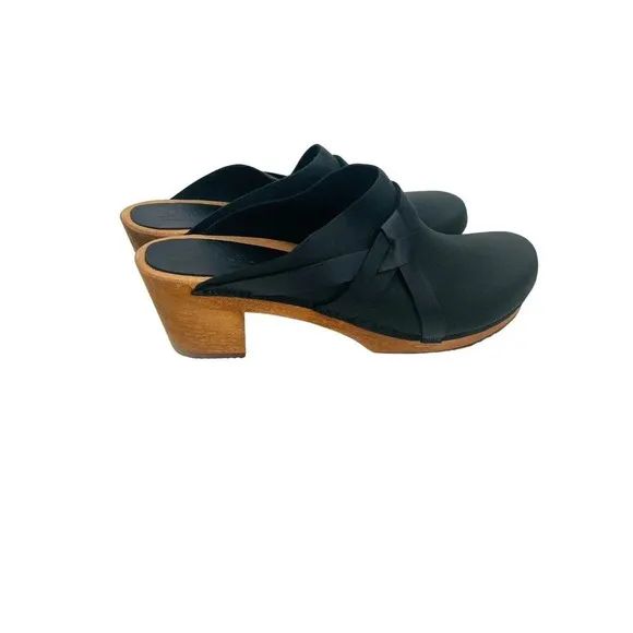 Sanita Women's Clog Manuella Wooden Oiled Leather Black Size EU 41 US 10 Shoes
