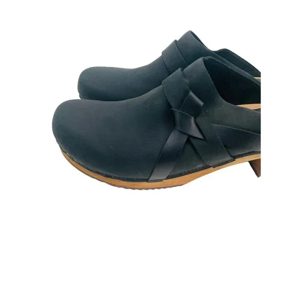 Sanita Women's Clog Manuella Wooden Oiled Leather Black Size EU 41 US 10 Shoes