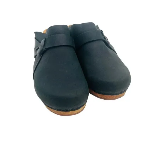 Sanita Women's Clog Manuella Wooden Oiled Leather Black Size EU 41 US 10 Shoes