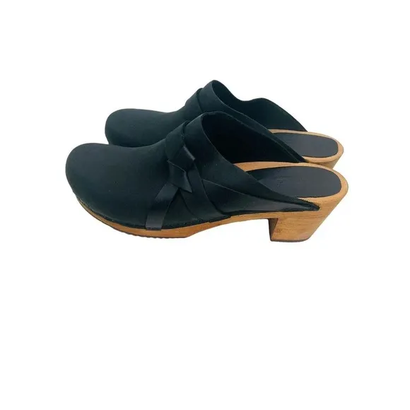 Sanita Women's Clog Manuella Wooden Oiled Leather Black Size EU 41 US 10 Shoes