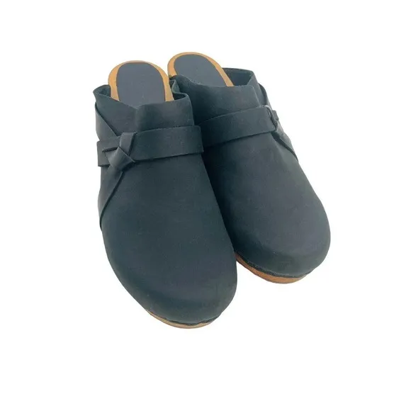 Sanita Women's Clog Manuella Wooden Oiled Leather Black Size EU 41 US 10 Shoes