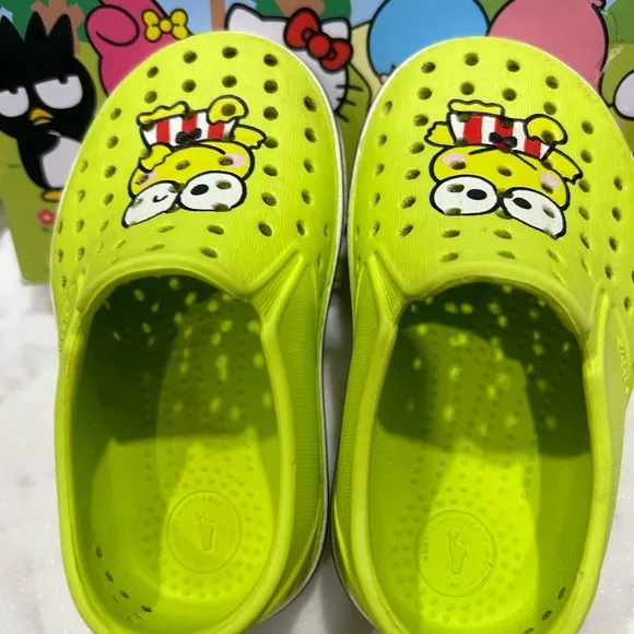 SANRIO Native Shoes RARE Miles Sanrio Keroppi Size 6C Kids Slip ON Shoes
