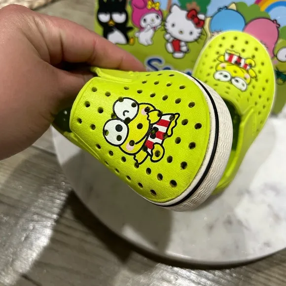 SANRIO Native Shoes RARE Miles Sanrio Keroppi Size 6C Kids Slip ON Shoes