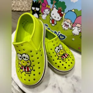 SANRIO Native Shoes RARE Miles Sanrio Keroppi Size 6C Kids Slip ON Shoes