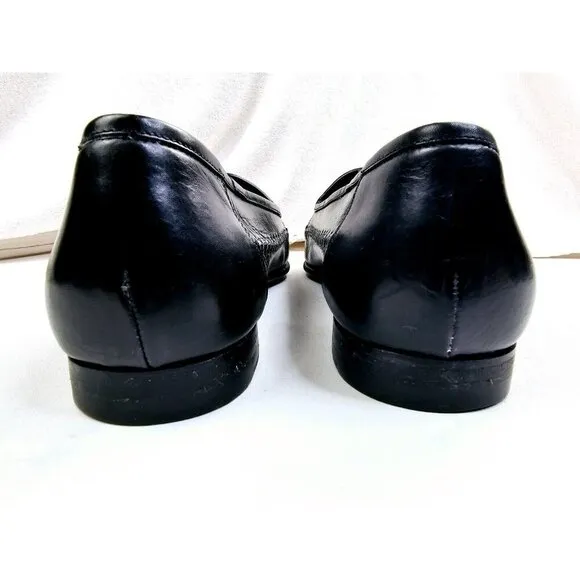 Santoni Size 10.5D Men Slip On Tassel Accent Black Leather Loafers Made In Italy