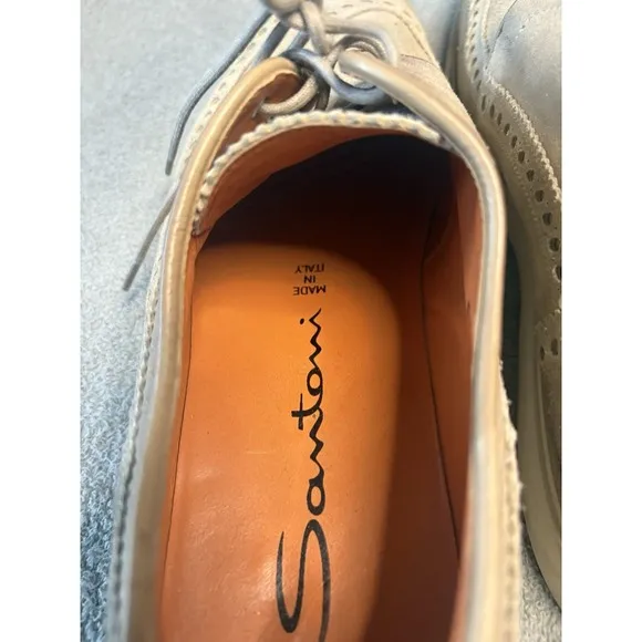 Santoni Wingtip Brogues Beige Suede Men Shoe Santoni US Size 7/EU 40