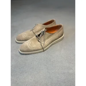 Santoni Wingtip Brogues Beige Suede Men Shoe Santoni US Size 7/EU 40