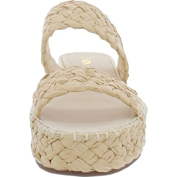 Sarto Franco Sarto Womens Opal Beige Woven Slide Wedge Sandals Shoes New