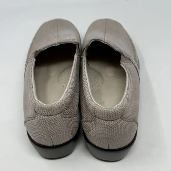 SAS Dream Wedge Loafers Womens 6.5 W Mushroom Tan Brown Snakeskin Slip On Shoes