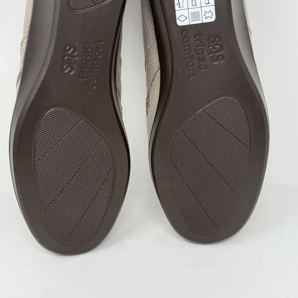 SAS Dream Wedge Loafers Womens 6.5 W Mushroom Tan Brown Snakeskin Slip On Shoes
