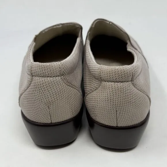 SAS Dream Wedge Loafers Womens 6.5 W Mushroom Tan Brown Snakeskin Slip On Shoes