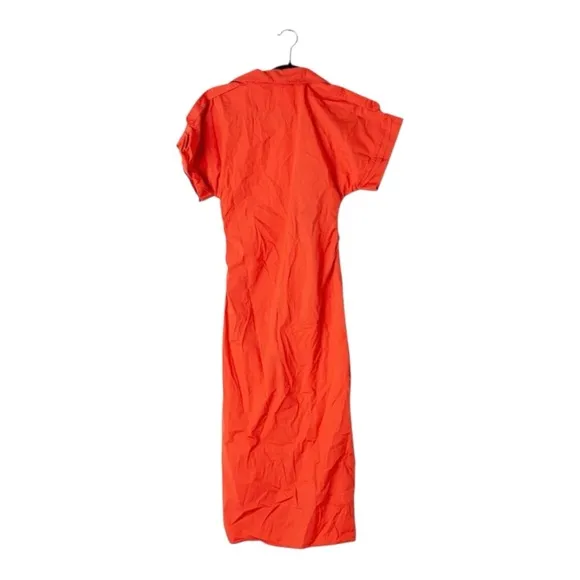 Saunders Collective Ruched Shirt Dress Short Sleeve Button Front Red Size 12
