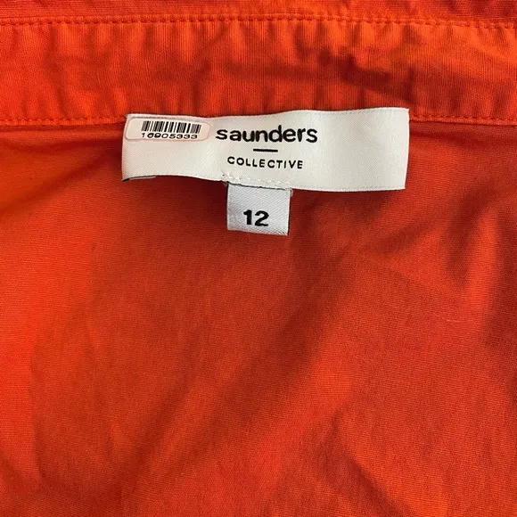 Saunders Collective Ruched Shirt Dress Short Sleeve Button Front Red Size 12