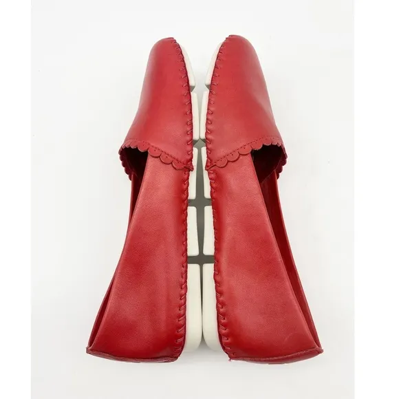 SAYDO Shoes - Red Leather Floral Stitched