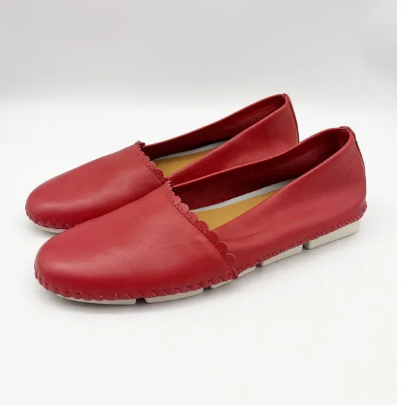 SAYDO Shoes - Red Leather Floral Stitched