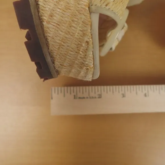 Schutz Sandals Beige Tan Raffia Woven Platform Wedge Bela