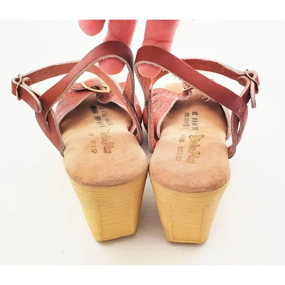 Sears Shoe Place Womens DEAD STOCK Vintage 70's Shoes PLATFORM WEDGE Sandals 8