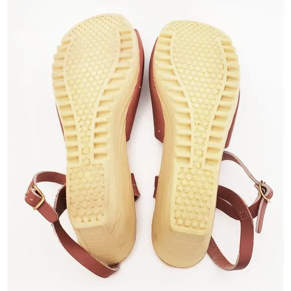 Sears Shoe Place Womens DEAD STOCK Vintage 70's Shoes PLATFORM WEDGE Sandals 8