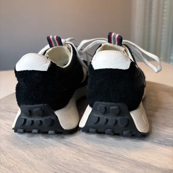 SeaVees Women's Black Leather Acorn Trainer Shoes Sneakers US Size 8