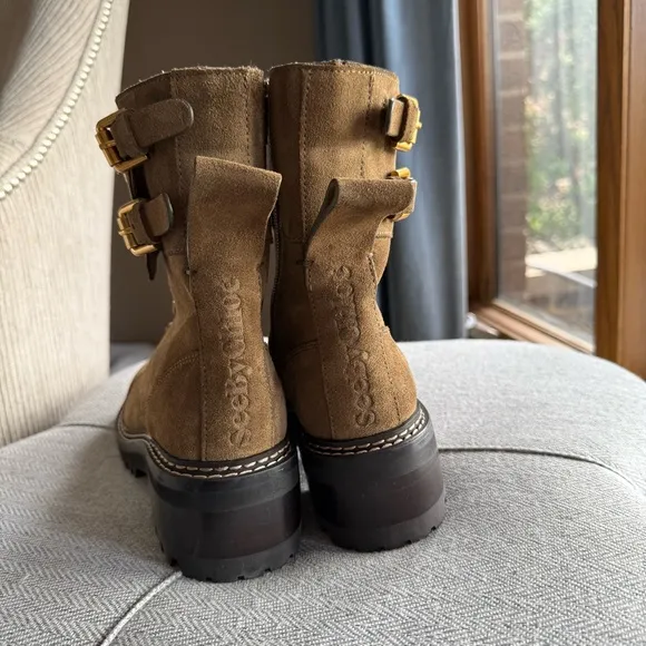 See By Chloé Mallory Suede Combat Ankle Boots