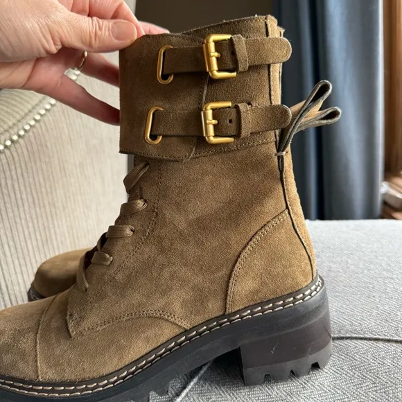 See By Chloé Mallory Suede Combat Ankle Boots
