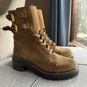 See By Chloé Mallory Suede Combat Ankle Boots