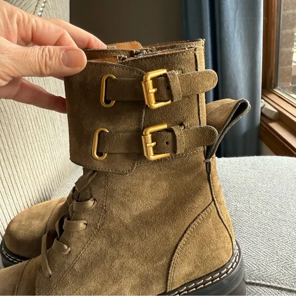 See By Chloé Mallory Suede Combat Ankle Boots