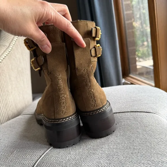 See By Chloé Mallory Suede Combat Ankle Boots