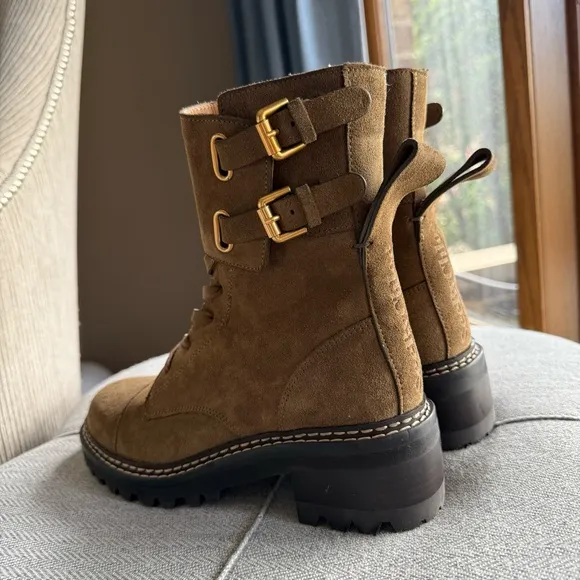 See By Chloé Mallory Suede Combat Ankle Boots