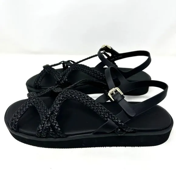 See by Chloe Women Sansa Woven Strap Platform Sandals Women 41 US 10.5 Black