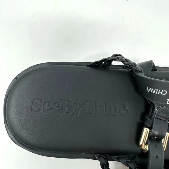 See by Chloe Women Sansa Woven Strap Platform Sandals Women 41 US 10.5 Black