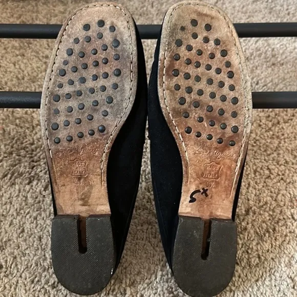 SESTO Meucci black suede slip on flats genuine leather size 9.5 N