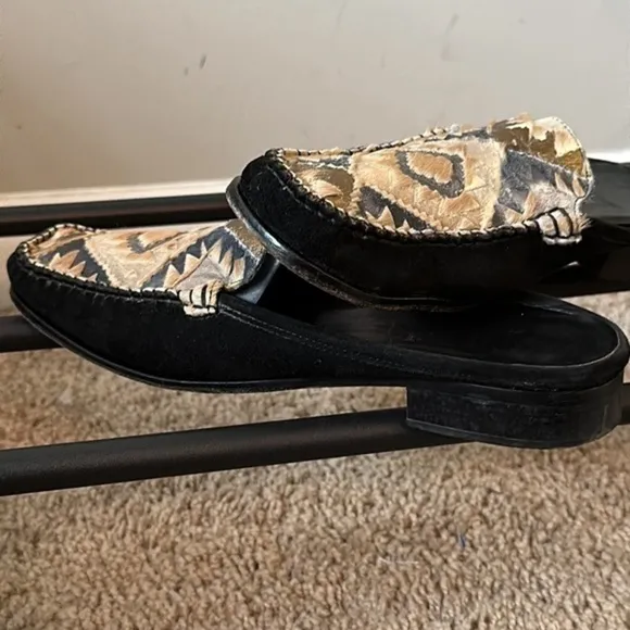 SESTO Meucci black suede slip on flats genuine leather size 9.5 N