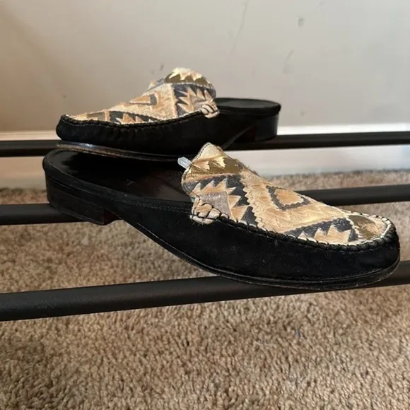 SESTO Meucci black suede slip on flats genuine leather size 9.5 N