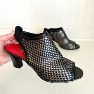 Sesto Meucci Woven Block Heel Sandals Black 9.5