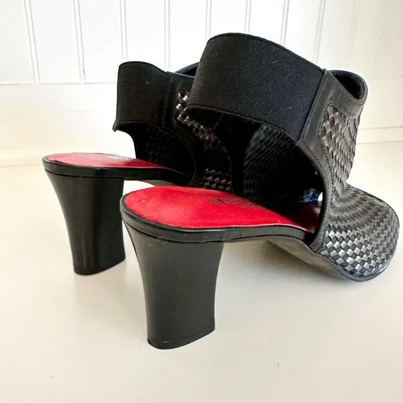 Sesto Meucci Woven Block Heel Sandals Black 9.5