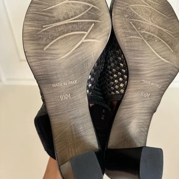 Sesto Meucci Woven Block Heel Sandals Black 9.5