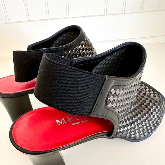 Sesto Meucci Woven Block Heel Sandals Black 9.5
