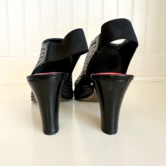 Sesto Meucci Woven Block Heel Sandals Black 9.5