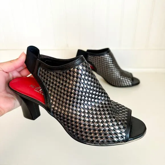 Sesto Meucci Woven Block Heel Sandals Black 9.5