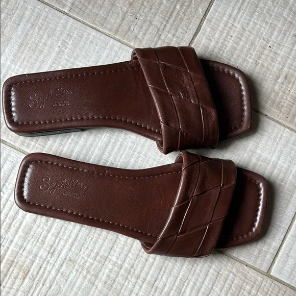 Seychelles Portland Leather Woven Brown Sandals 8