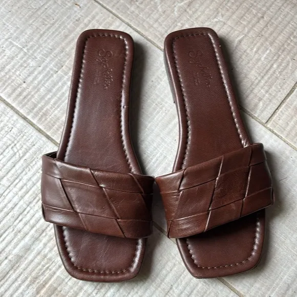 Seychelles Portland Leather Woven Brown Sandals 8